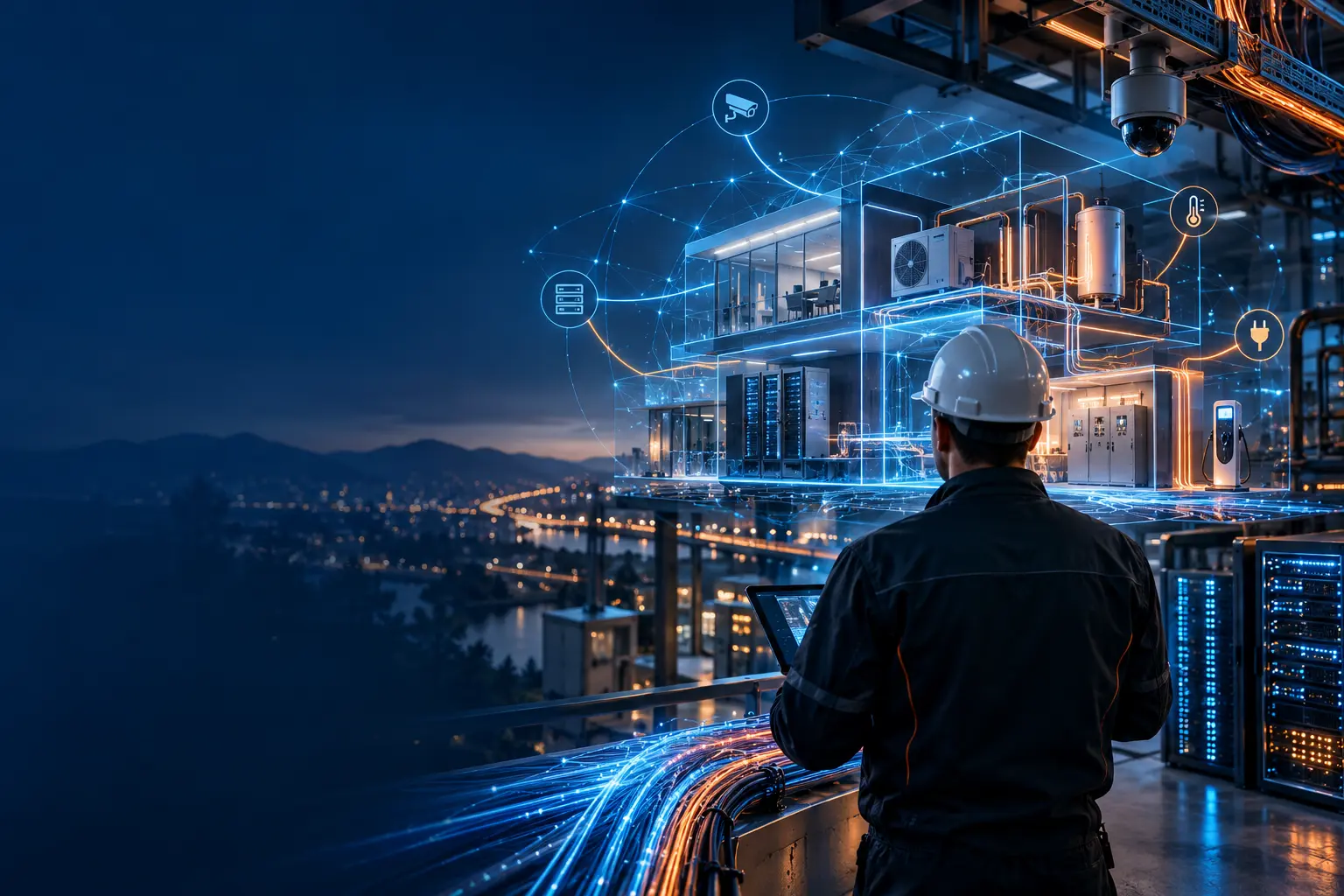 Illustration d’un réseau numérique et énergétique connecté